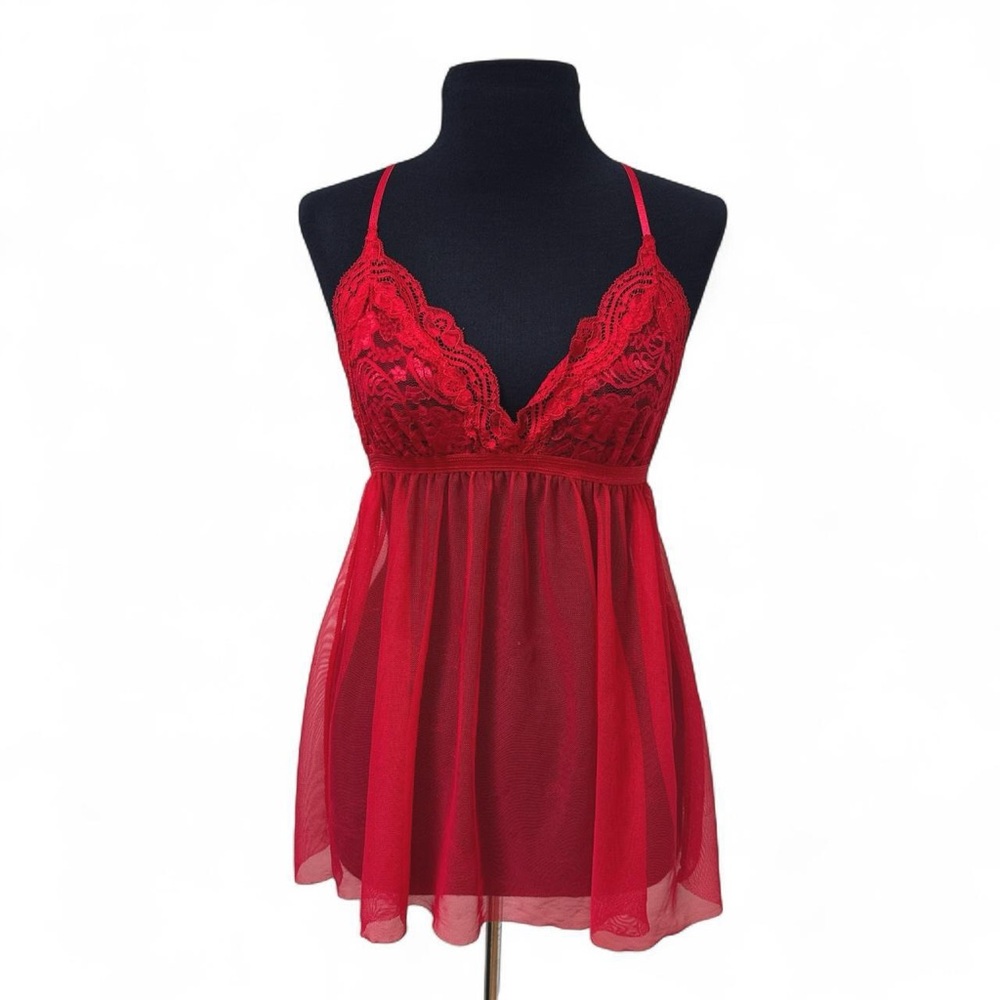 y2k Red Lace Babydoll Lingerie